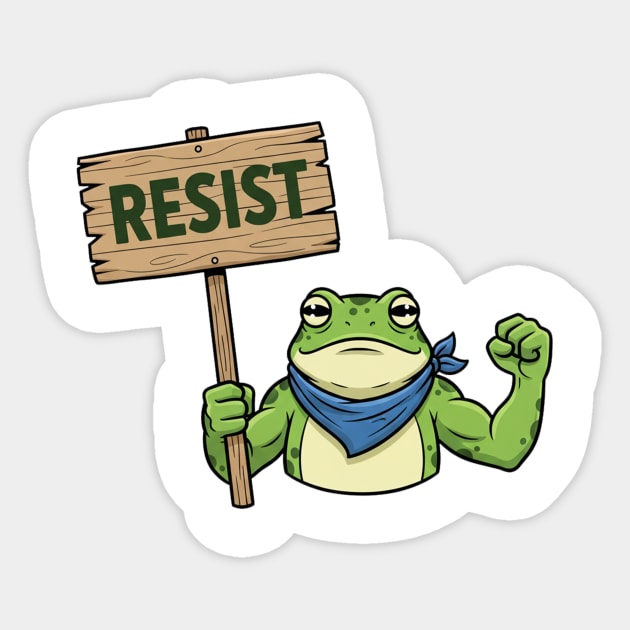 Resist Frog Activist - Portland Protest Frog Sticker by ArtistTee ⭐⭐⭐⭐⭐
